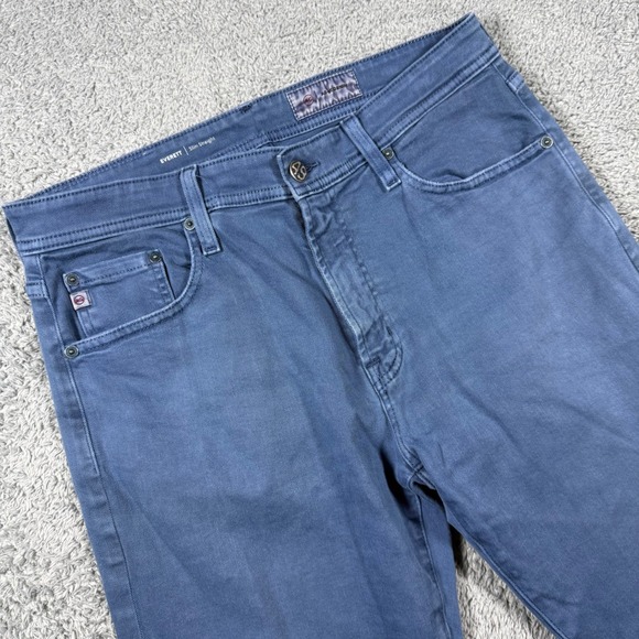 Ag Adriano Goldschmied Other - AG Everett Slim Straight Pants Mens 32x33 Blue Sateen Stretch Casual